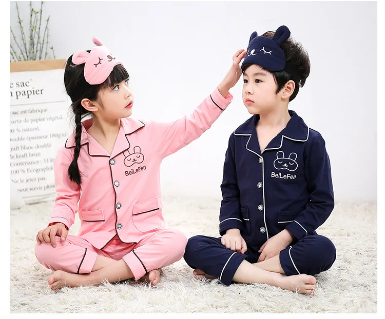 Spring Autumn Cotton Kids Pyjamas Suit Cartoon Children's Long-sleeved Cardigan Boys Pajamas Children's Set Girls Home Wear