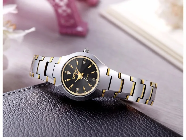 DOM часы для женщин модные повседневные платья Кварцевые часы водонепроницаемые женские роскошные вольфрамовый стальной браслет наручные часы relogio feminino