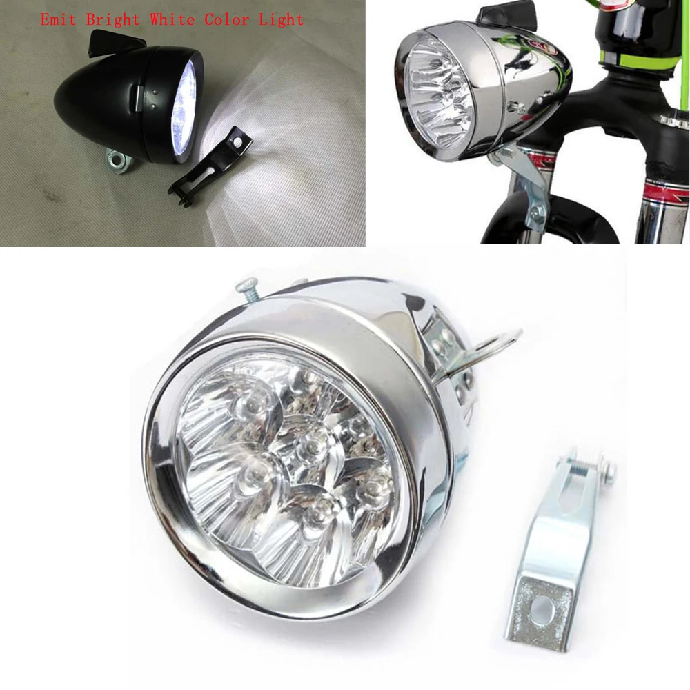 

Unique Style Bright 7 LED Metal Chrome Vintage Cycling Front Light Bicycle Headlight Retro Bike Fog Head Lamp With Bracket