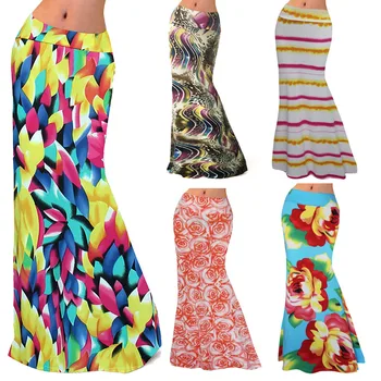 

HAOOHU 2018 Summer Bohemian Skirt High Waist Summer Pleated Maxi Skirt Women Plus Size African Print Vintage Boho Long Skirt