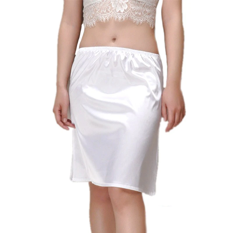 Summer Slips Woman Casual Pure Silk Mini Skirts Sexy Lady Underdress Loose Half Slips Petticoat underskirt Half Slip Skirt