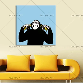 

100% Hand-painted Decorative Art Handmade Monkey Oil Painting On Canvas Living Room Home Decor Wall Paintings Animal Pictures