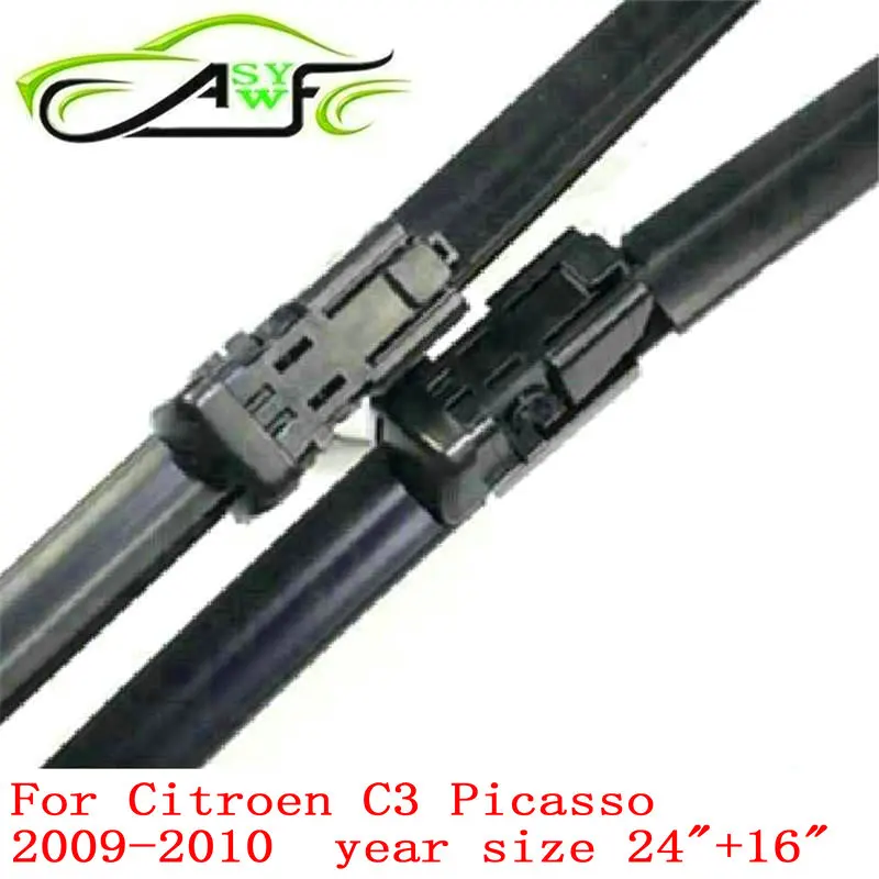 

Free shipping car wiper blade for Citroen C3 Picasso (2009-2010) 24"+16" fit push button wiper arms 2pcs/pair