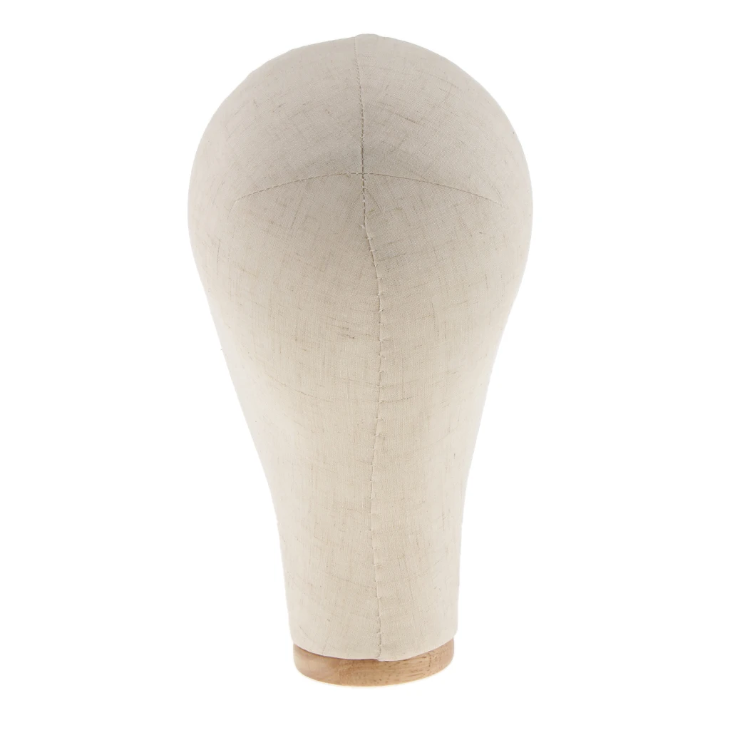 2 Mannequin Cork Canvas Block Head Wigs Cap Making Display Holder 21'' Beige
