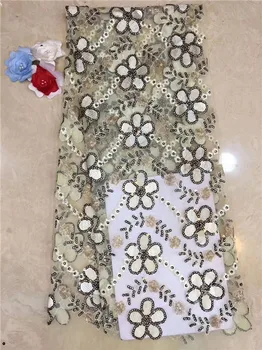 

Elegant wedding Lace Fabrics French Net Lace Fabric Embroidered African Tulle For Dress PDN147 (5yards/lot)