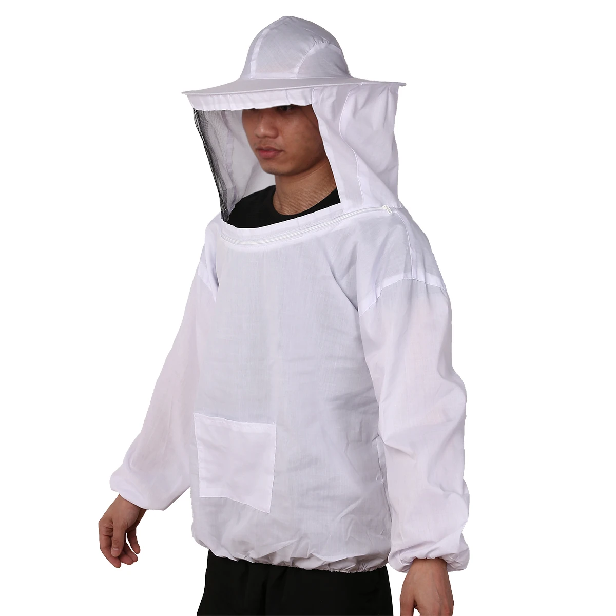 

White Polyester Breathable Beekeeping Jacket Clothing Anti Bee Body Protective Veil Smock Bee Coat Suit Clothes