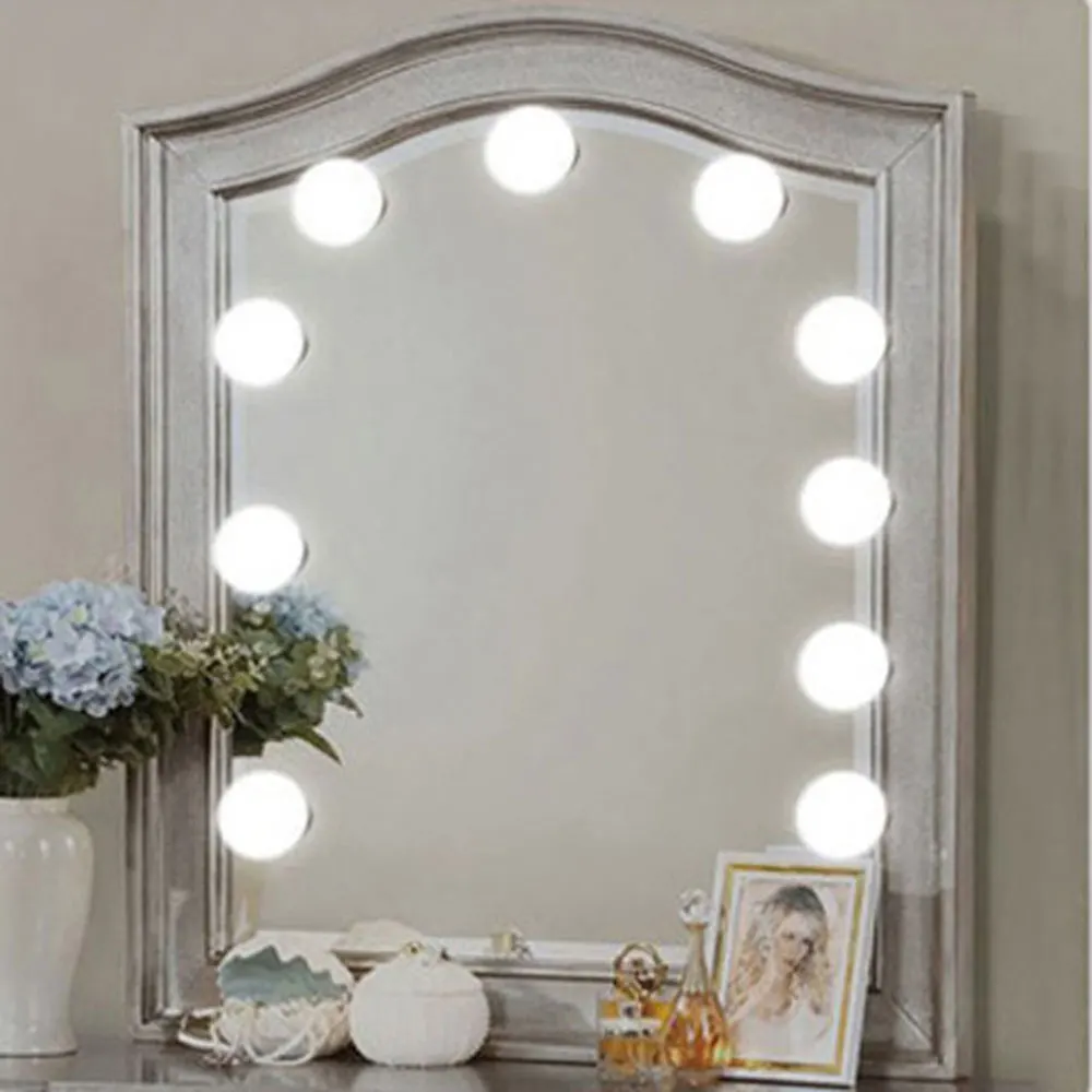

Makeup mirror light bulb string (10 lights) LED white usb Sticking on the mirror DIY decor lamp bar bedroom 2019