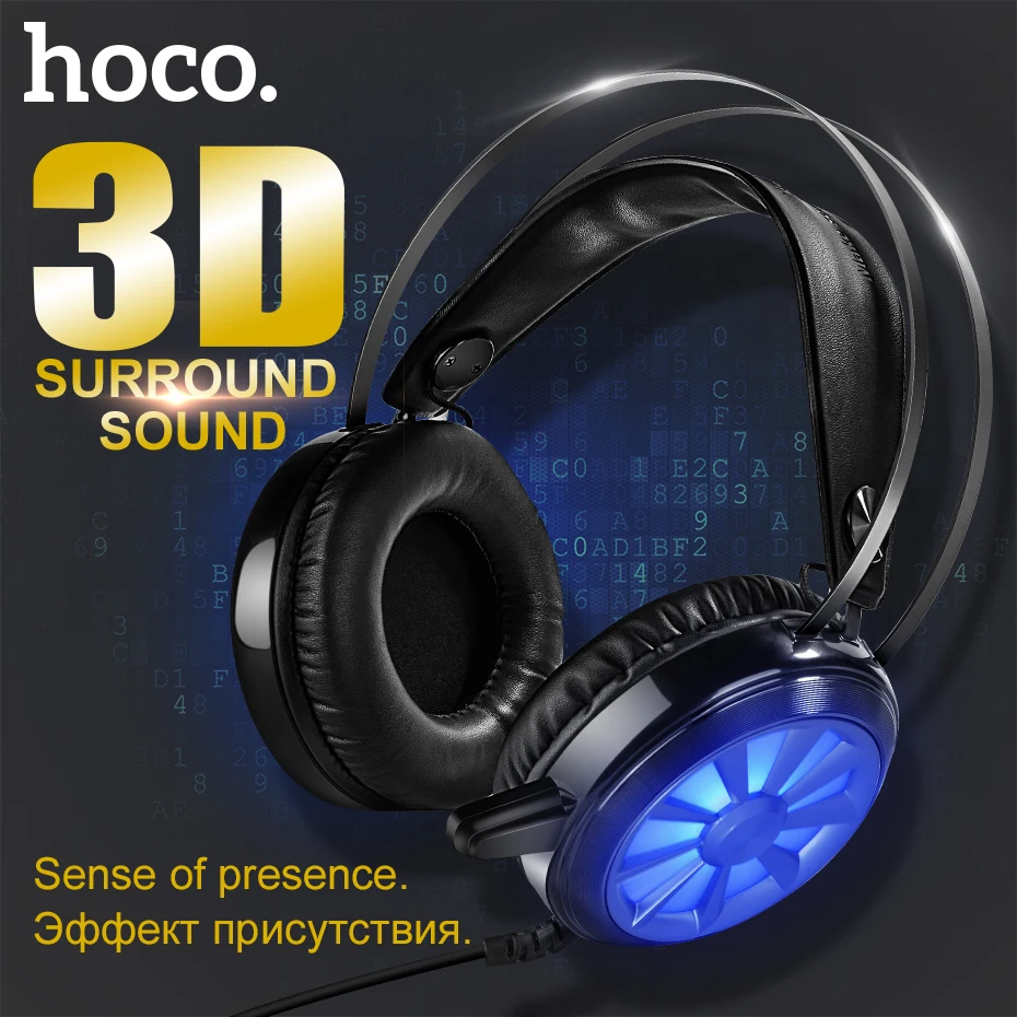 HOCO Wired Gaming Stereo Headphones for Computer Phone Gamer Glowing