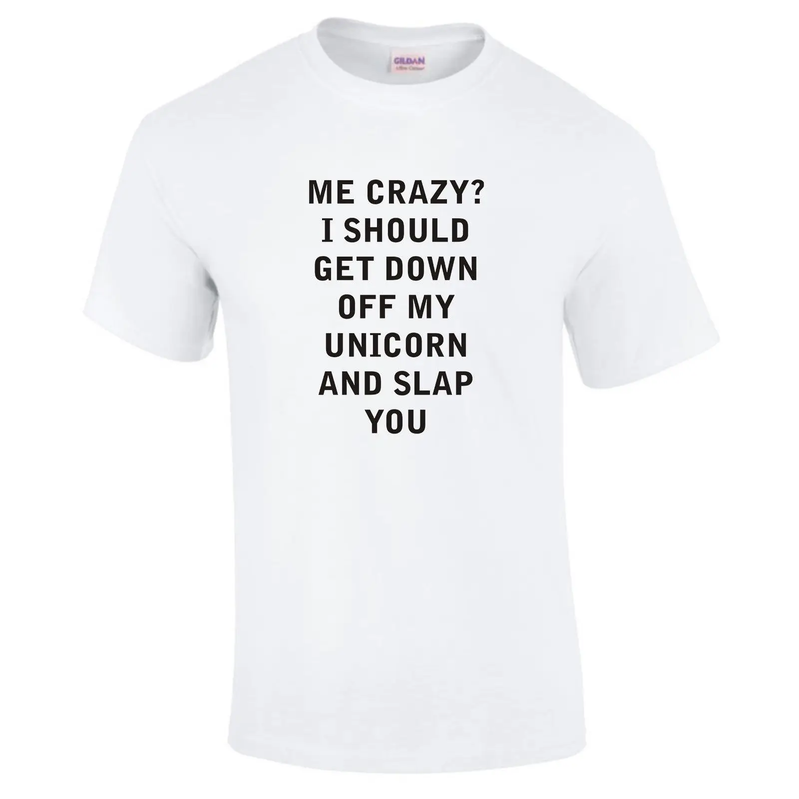 Me Crazy I Should Get Down Off My Unicorn And Slap You Hipster Funny T-Shirt