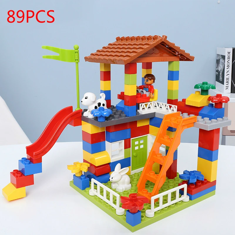 89-178pcs Marble Run Maze Ball Building Blocks Plastic Funnel Slide Assemble Bricks Educational Toy Compatible Legoingly Duploed