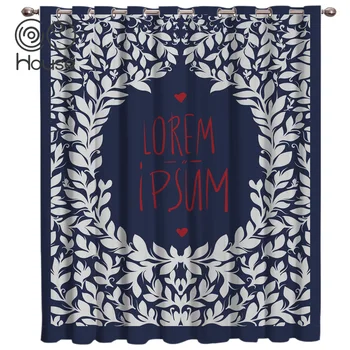 

COCOHouse Blue Background Leaf Theme Window Curtains Dark Decor Bathroom Curtains Outdoor Fabric Decor Print Kids Window