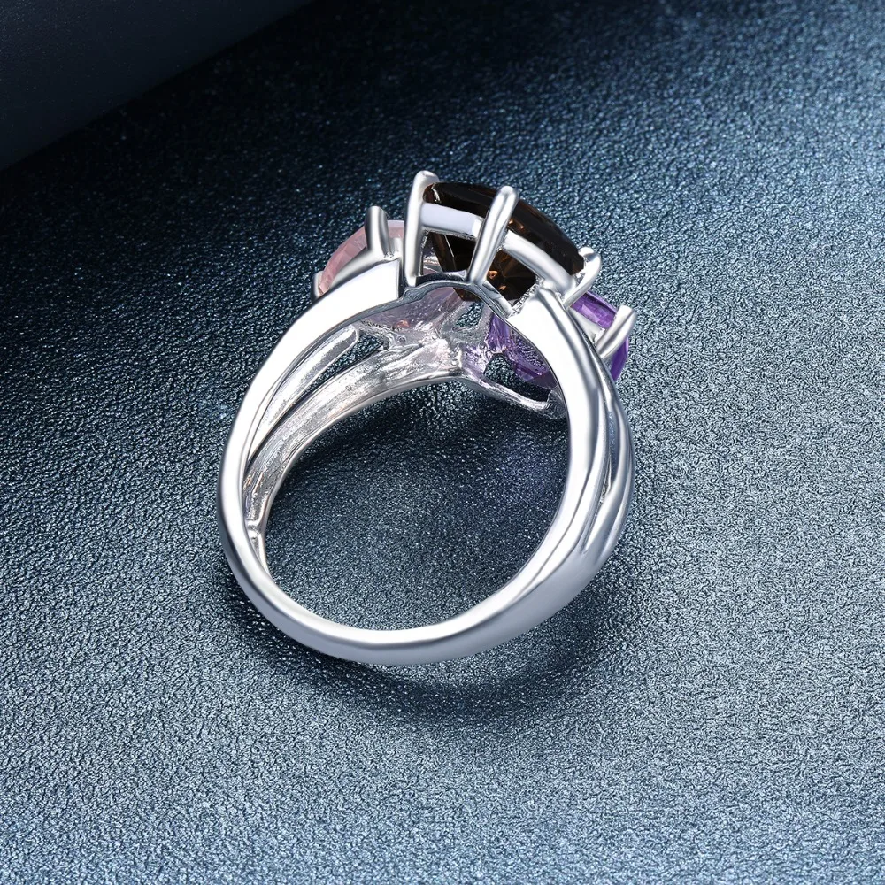 Hutang обручальные кольца натуральный аметист розовый дымчатый кварц серебро 925 пробы кольцо мелкозернистый камень украшения для Для женщин для девочек; Новинка