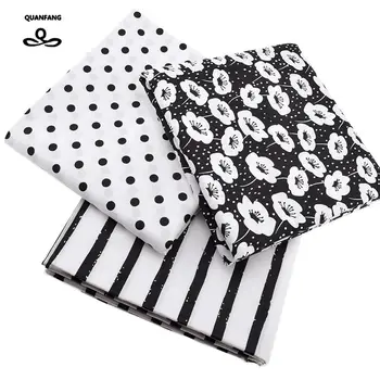 

Printed Twill Cotton Fabric For Sewing Quilting Black&White Tissue Baby Bed Sheets Sleepwear Children Dress Skirt Material china