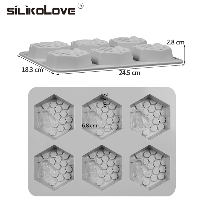 Силиконовая форма SILIKOLOVE стандартная 6 ячеек легко снимается мыло ручной работы