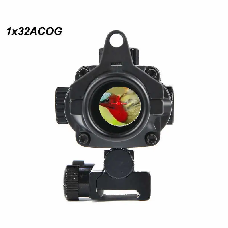 

Tactical High Quality Hunting 1x32ACOG Dot Sight Scope For Airsoft Gun with 20mm Rail Green And Red Lights Aiming Sniper