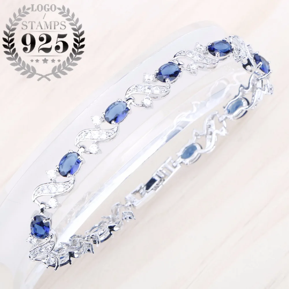 Браслет ручной работы для женщин, голубой циркон, камни, серебро 925, ювелирные изделия, элегантный браслет и браслет, подарочная коробка