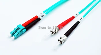 

(2pcs/lot) LC-ST Multimode OM3 Fiber Optic Cable Patch Cord, Duplex, Color Aqua, 1m to 10m