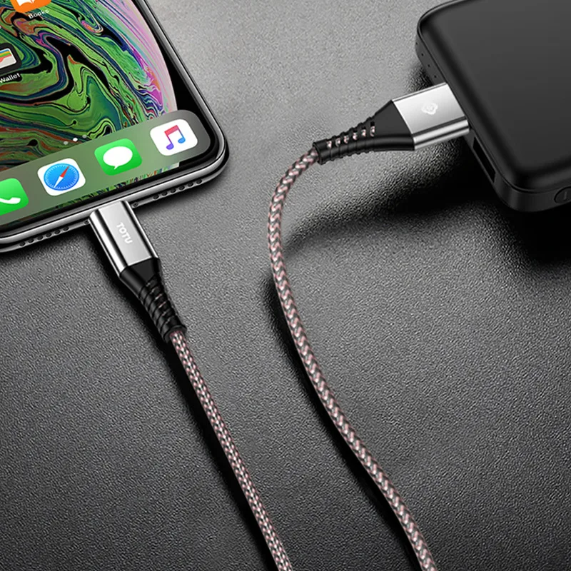 TOTU USB кабель для iPhone Xs Max Xr X 8 7 6 6s Plus SE 2.4A Быстрая зарядка зарядное устройство кабель для передачи данных Шнур адаптер кабель для мобильного телефона - Цвет: Silver