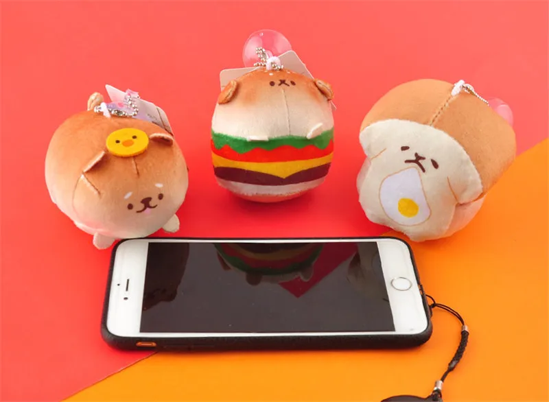 Bread Hamburger Cheese Dog Plush Pendants Toys Puppy Dog Dolls (7)
