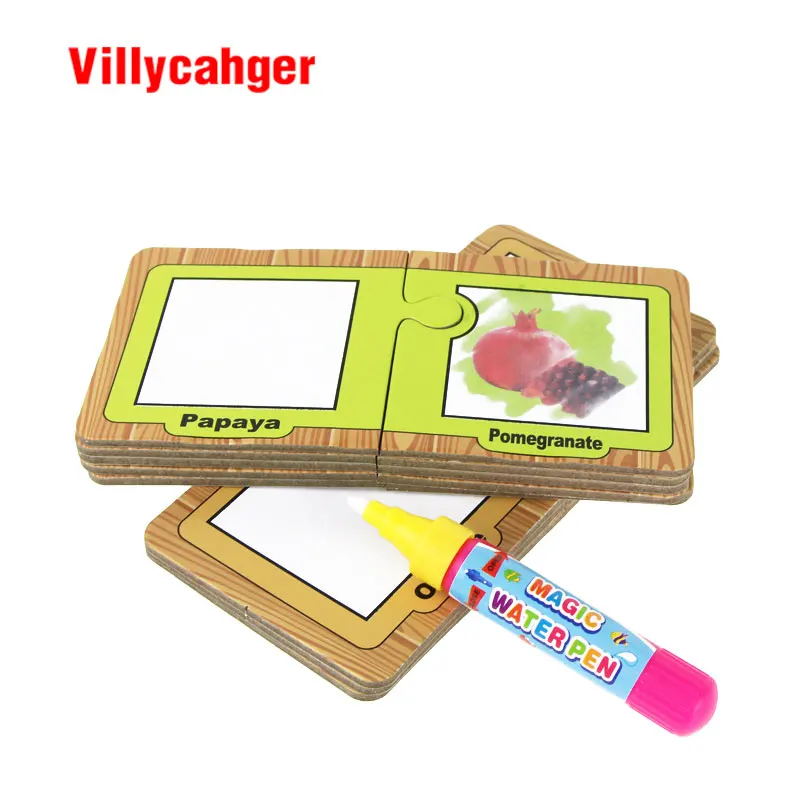 

1 Set Magic Water Drawing graffiti Cognitive card enlighten stationery with 1 Magic Pen for kids 1396