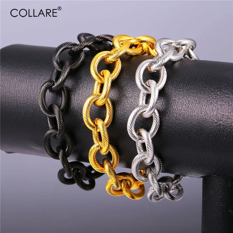 

Collare 316L Stainless Steel Bracelet Men Gold Silver Black 13mm Link Chain Bracelet Hip Hop Men Fashion Jewelry Wholesale H171