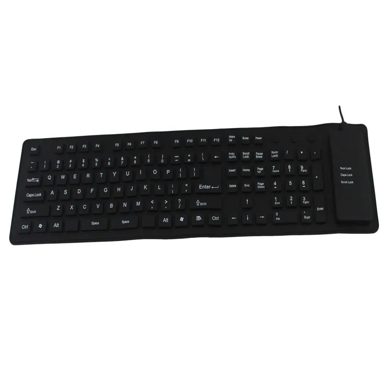 

109 key washable foldable soft multicolor optional silicone keyboard