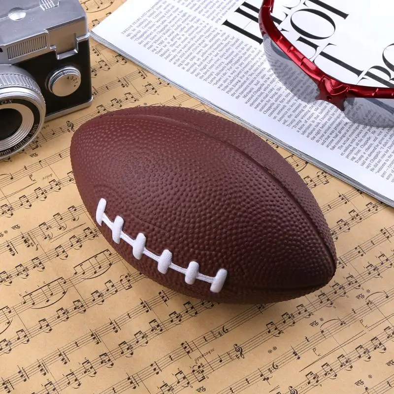 Mini estándar Rugby bola suave espuma PU marrón anti-estrés Rugby Fútbol squeeze bola Inglaterra francia italia Australia Rugby bolas