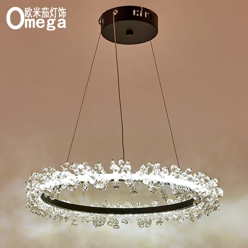 

Postmodern round crystal chandelier Nordic creative living room lamp romantic bedroom model room personalized restaurant led