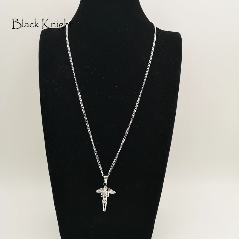 Black Knight Stainless steel cute angel pendant necklace religious amulet cute angel necklace women fashion jewelry BLKN0735