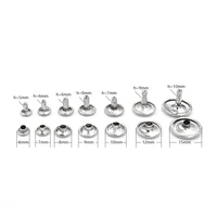 100 Sets 5/ 6/ 7/ 8/ 9/ 10/ 12/ 15 mm Metal Rivets Buttons Snaps Double-sided Rivets Luggage Nails Buckle Silver 1