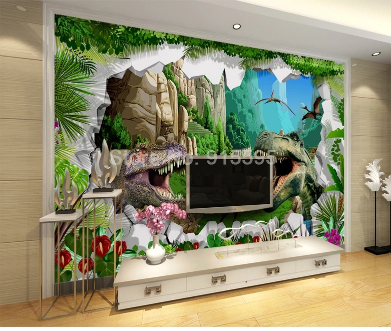 Пользовательские Настенные обои 3D мультфильм Динозавр Гостиная ТВ фон Настенная роспись детская комната спальня фото фон обои