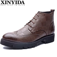 Лидер продаж; мужская обувь с высоким берцем; дышащие мужские Ботинки martin на толстой подошве со шнуровкой; модные мужские ботинки на мотоциклах; размеры 38-44