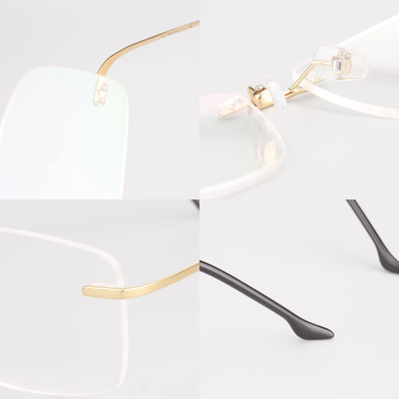 Men's Pure Titanium Hingeless Rimless Eyeglasses Including RX Lenses Prescription Flex Eyewear Frame Spectacles