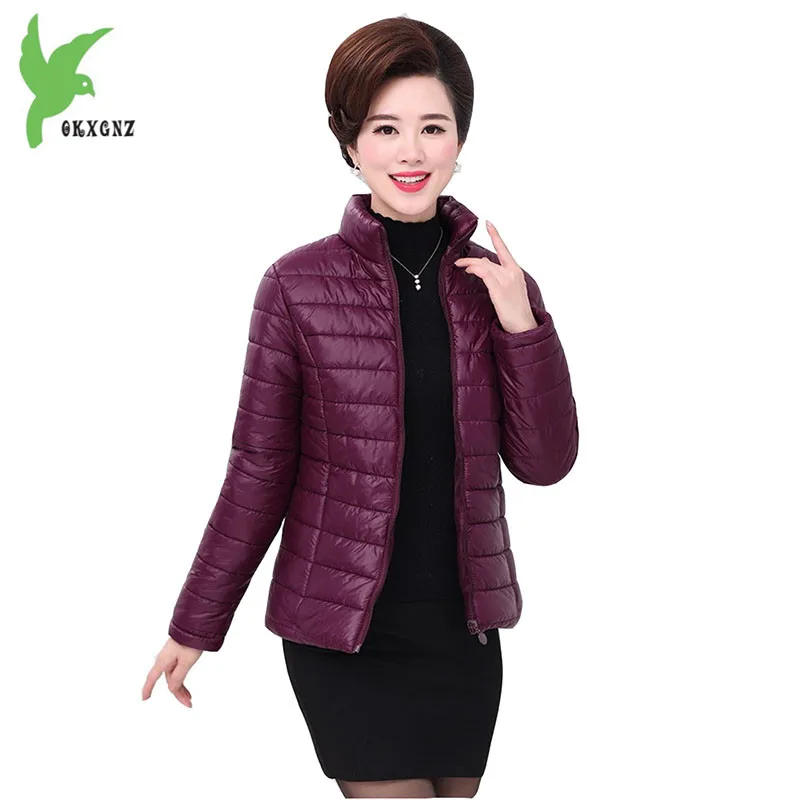 

2017 Autumn Winter Thin Jackets Female Down cotton Coats Short Parkas Middle age Casual Outerwear Plus Size Women Jackets OKXGNZ