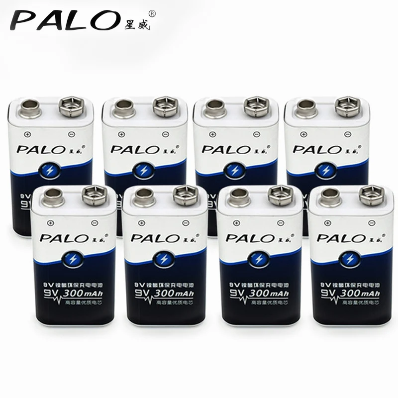

8Pcs High Quality 6LR61 6F22 6f22 9V Nimh 300mah Rechargeable Batteries