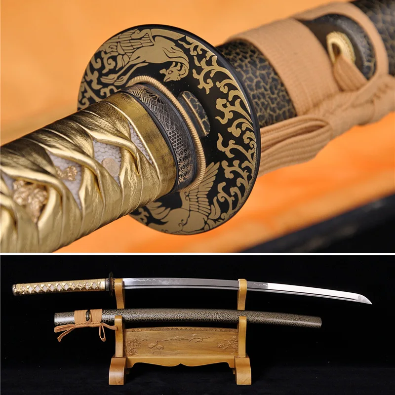 Clay Tempered Steel Blade Japanese Samurai Golden Phoenix Katana Sword Handmade | Дом и сад