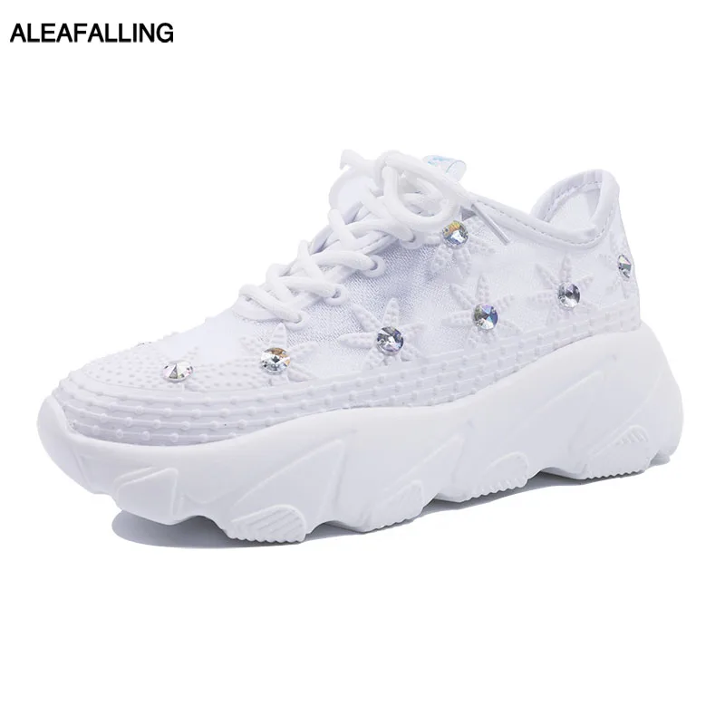 

Aleafalling Spring Summer Women Flat Shoes Breathable Pu Leather Mesh Air Zapatos Mujer Girl's Slip On Flat Platform Shoes Bead