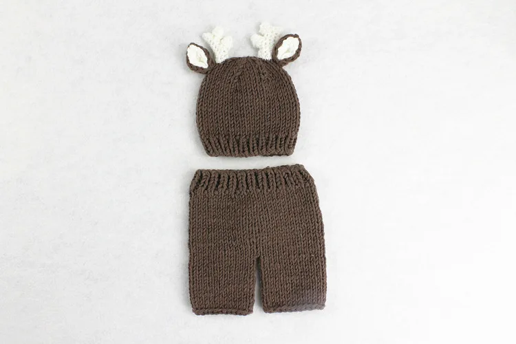 Trajes de Malha Conjunto do Bebê Recém-nascido Natal Festival Fotografia Adereços Veados Elk Design Bebê Infantil Chapéu Calças 2 Pçs Foto Acessórios 3 High Quality Mamãe e Bebê