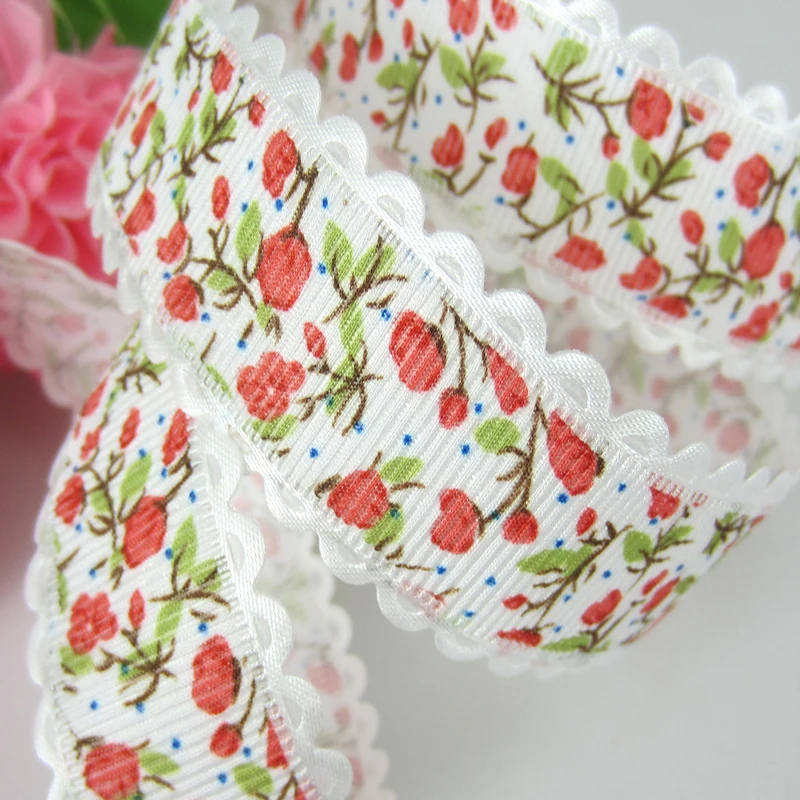 1Roll 20yards 1" Printed Flower Lace Fabric Trim Ribbon For Craft