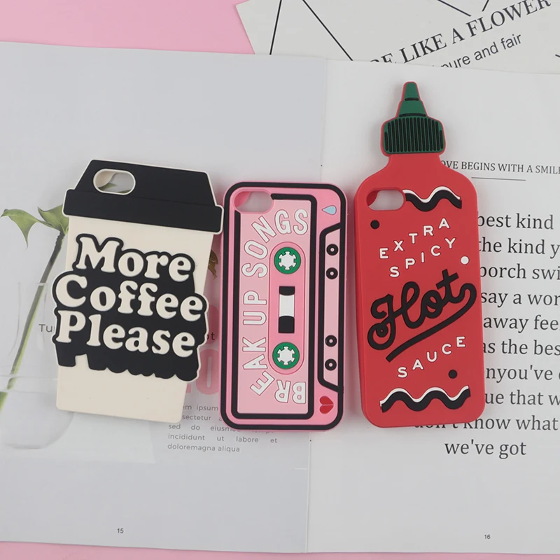 

Silicone Case For iPhone 6 6s Plus X Xs 7 8 Plus Hot Sauce Coffee Cup Soft Phone Back Cases Fundas Coque Capa