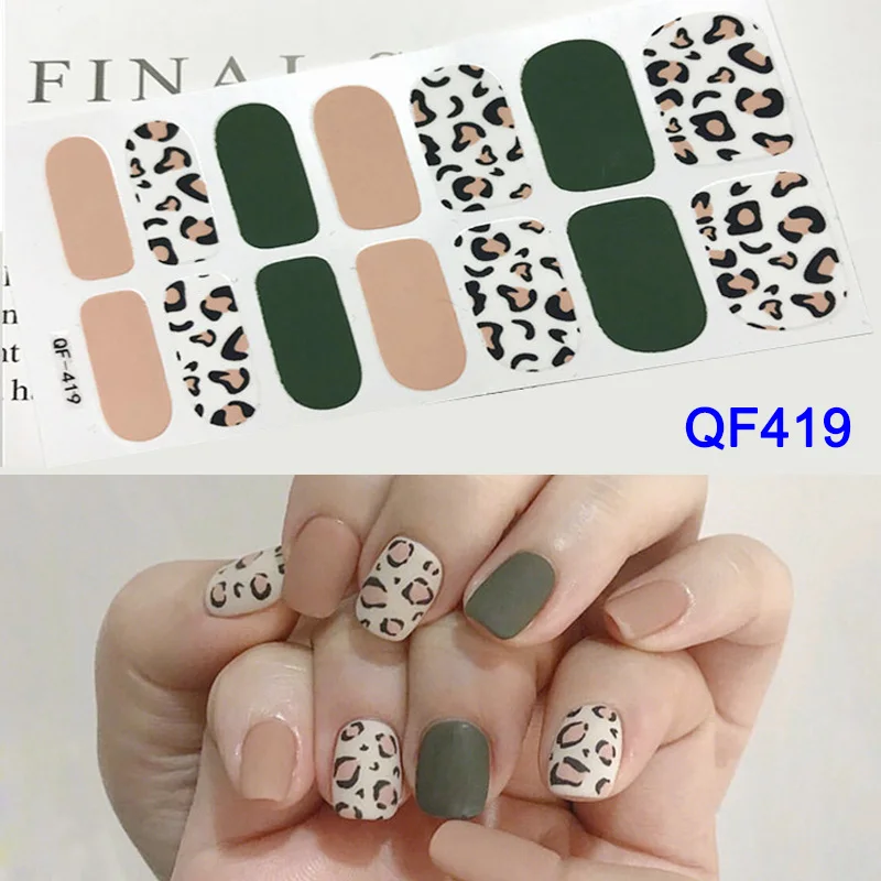 7 Pair Leopard Solid Color Nail Stickers Waterproof Durable Stickers Decals Set Nail Stickers SK88