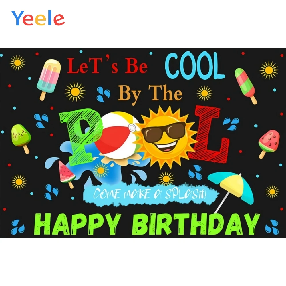 Yeele Ice Cream Sun Ball Cool Pool Party Summer Baby Photography Backgrounds Customized Photographic Backdrops for Photo Studio |