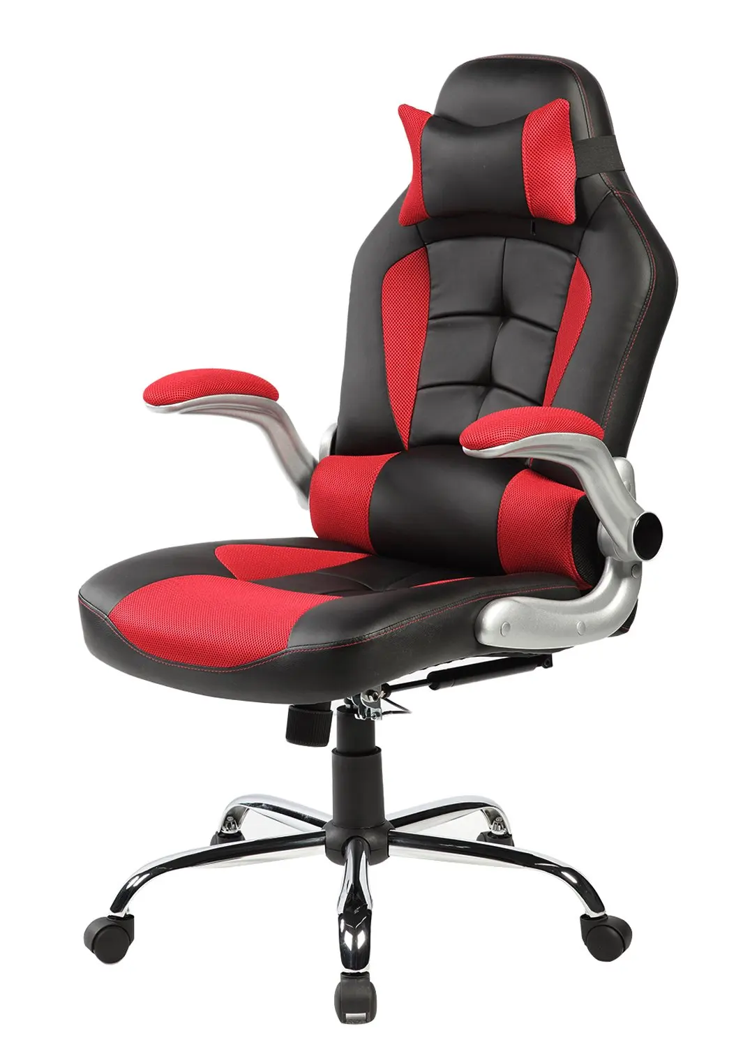 

High-Back Gaming Chair Racing Office Computer Game Chair Backrest and Seat Height Adjustment with Pillows Swivel Rocker Headrest