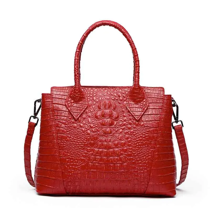 

2017 burst crocodile pattern high-end design cowhide ladies bag brand first layer of cowhide portable oblique cross-package