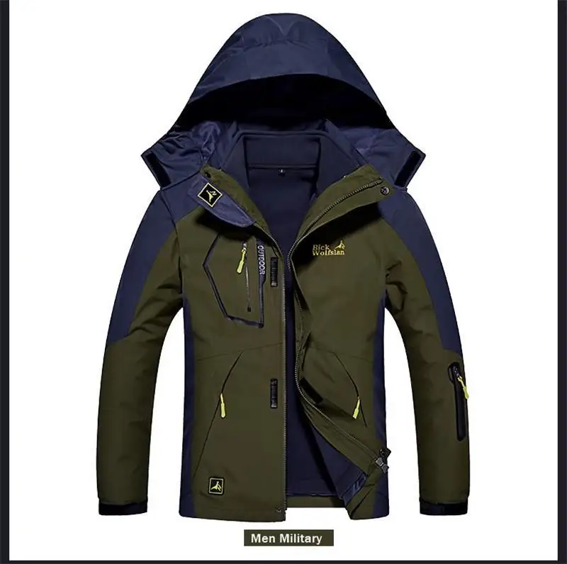 Мужские уличные водонепроницаемые ветрозащитные куртки для кемпинга, альпинизма, утепленные 2 в 1, осенне-зимние походные мужские треккинговые лыжные теплые пальто