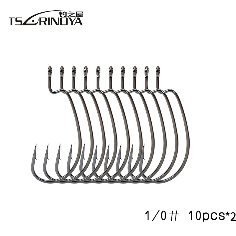 TSURINOYA Высокоуглеродистая сталь Кривошип крюк широкий живот Кривошип крючки черный никелевый крюк для мягкой приманки Рыболовная Приманка Крючок 20 шт - Цвет: Цвет: желтый