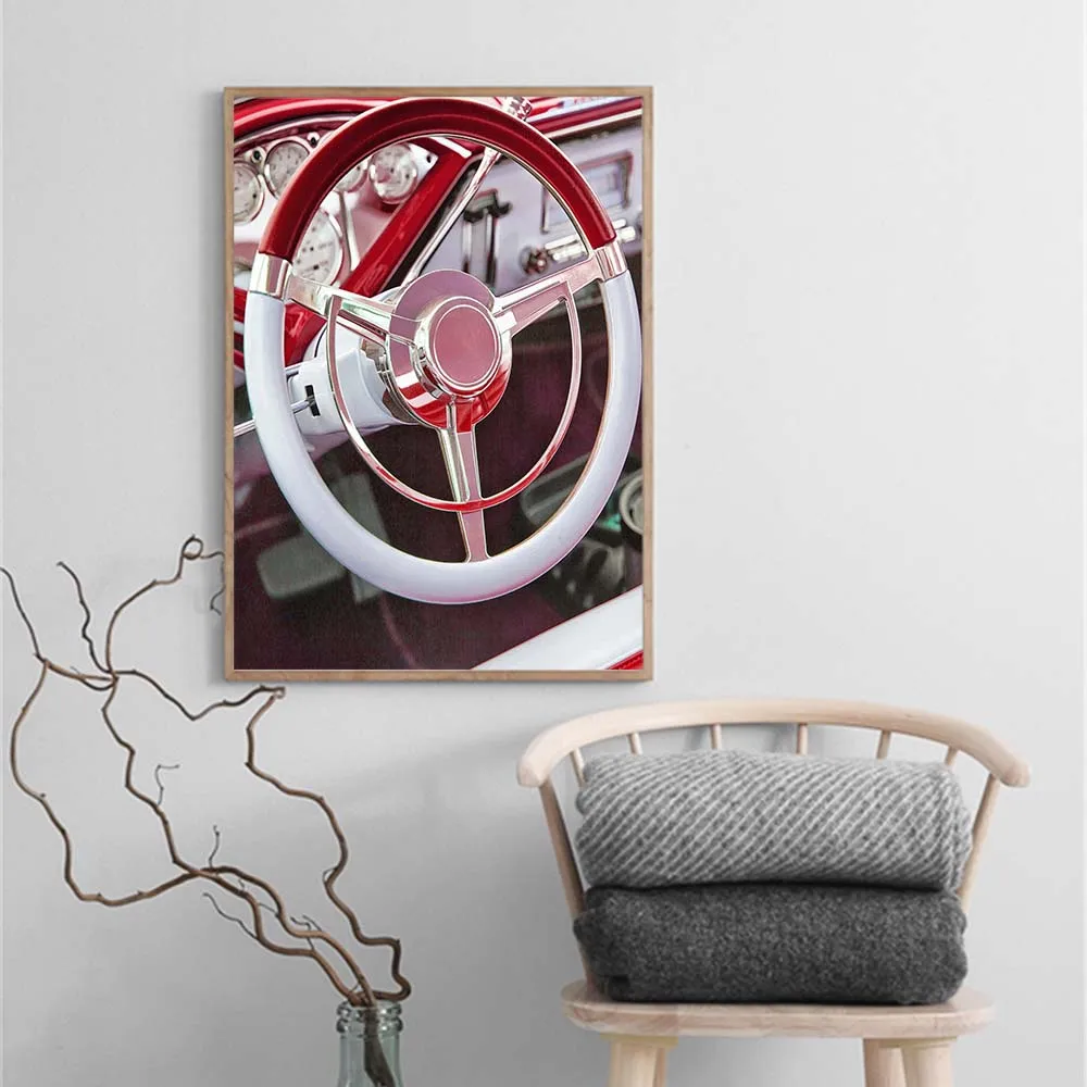 cuadros decoracion Red steering wheel Posters and Prints Canvas
