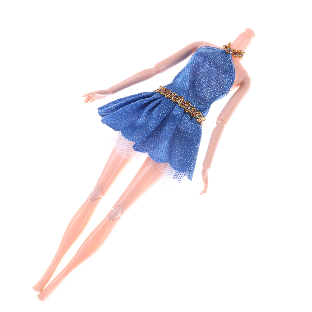 Cute Blue Beautiful Handmade Party Clothes Dress Princess Dress For  Doll Best Gift For Kids Children Girls