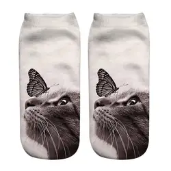 Носки с 3D принтом кота забавные теплые зимние хлопковые Модные Повседневные носки унисекс Лидер продаж Calcetines Mujer