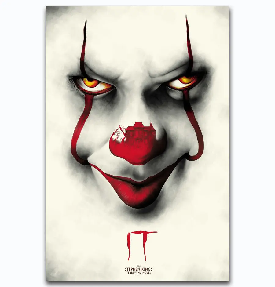 IT Movie PennyWise Stephen King Hot New Horror-Silk Art Poster Wall Sicker Decoration Gift